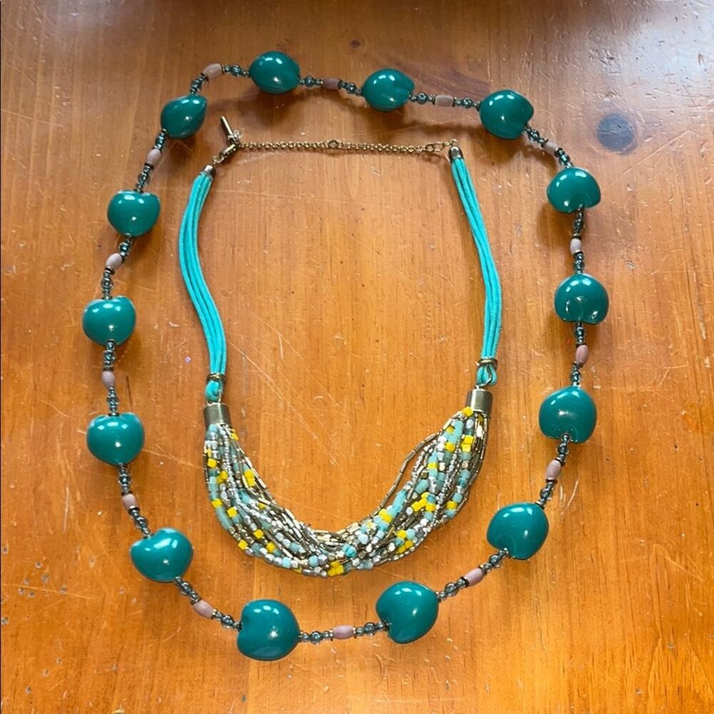 Vintage KENNETH COLE Turquoise & Silver Beads Multi Strand Necklace 22"